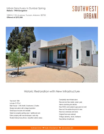 Historic Restoration with New Infrastructure  Completely new infrastructure  Year built: 1944  New