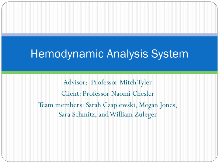 hemodynamic analysis system