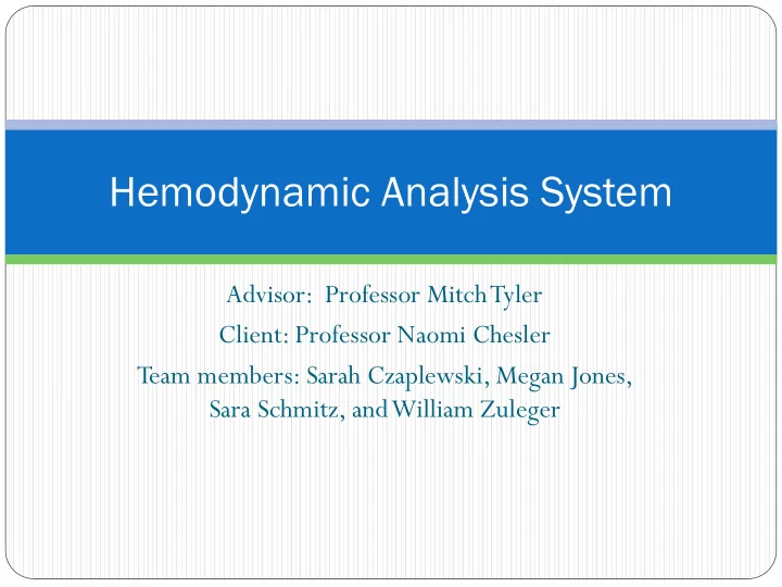 hemodynamic analysis system