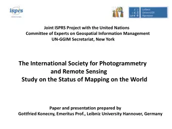 and Remote Sensing  Study on the Status of Mapping on the World  Paper and presentation prepared by