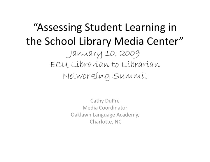 assessing student learning in assessing student learning