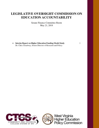 LEGISLATIVE OVERSIGHT COMMISSION ON EDUCATION ACCOUNTABILITY  Senate Finance Committee Room  May