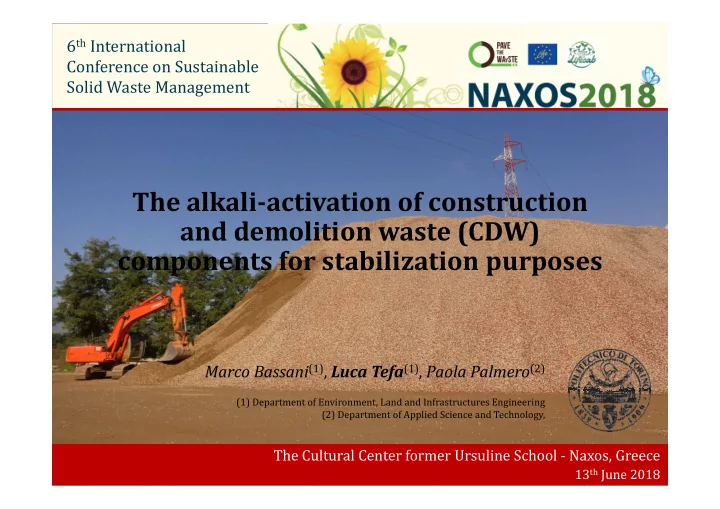 the alkali activation of construction and demolition