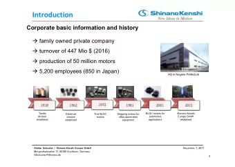 Introduction  Corporate basic information and history  family owned private company  turnover