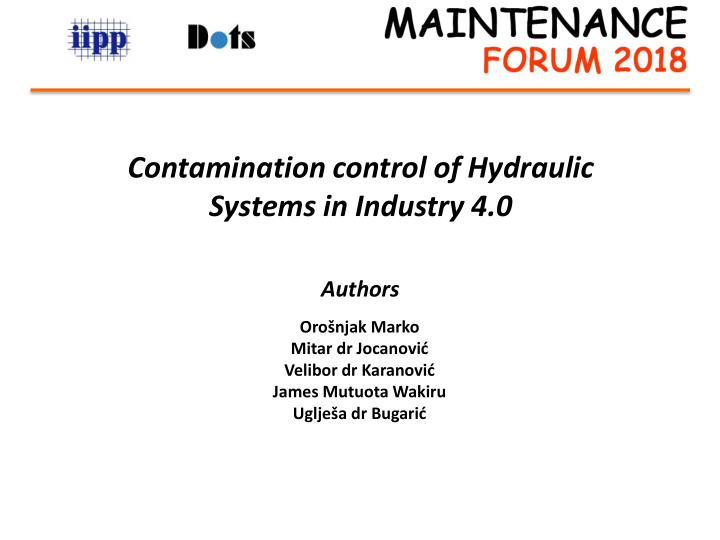 title of the paper contamination control of hydraulic