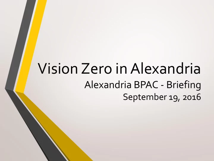 vision zero in alexandria