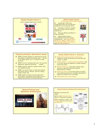 1  Global Political and Econom ic Architecture  Global Political and Econom ic Architecture  Not