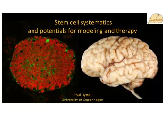 Stem/cell/systematics/  and/potentials/for/modeling/and/therapy/  Poul Hyttel