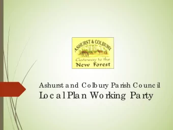 L  o c a l Pla n Wo rking  Pa rty  F  or  mat for  the  E  ve ning  1. I  ntro duc tio ns  2. T  he