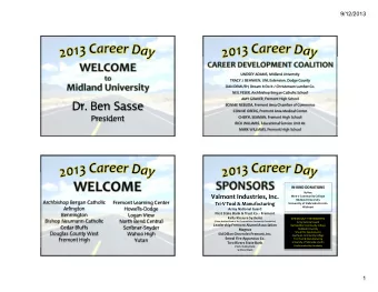 Dr. Ben Sasse  Dr. Ben Sasse  BO  BONNIE  NNIE N  NEBUDA, Fre  BUDA, Fremont Are  ont Area Chamber
