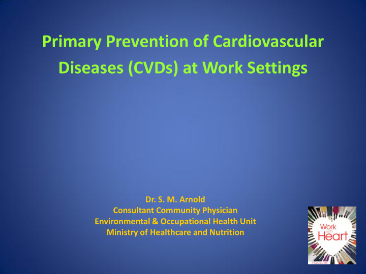primary prevention of cardiovascular diseases cvds at