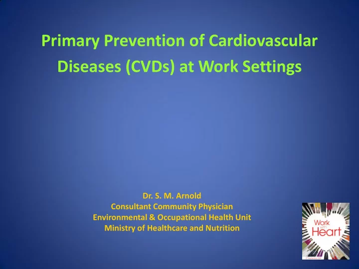 primary prevention of cardiovascular diseases cvds at