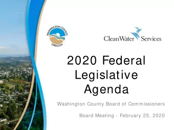 2020 Federal  Legislative  Agenda  Washington County Board of Commissioners  Board Meeting -