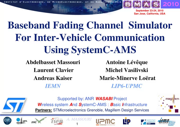 baseband fading channel simulator for inter vehicle