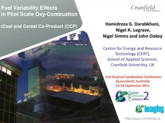 Centre for Energy and Resource  Technology (CERT),  School of Applied Sciences,  Cranfield