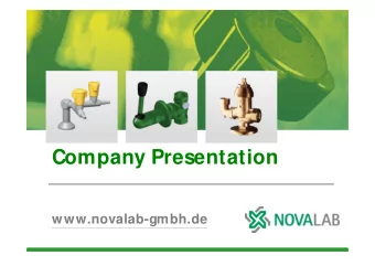 Company Presentation  www.novalab-gmbh.de  Who is NovaLab  Independent company for the