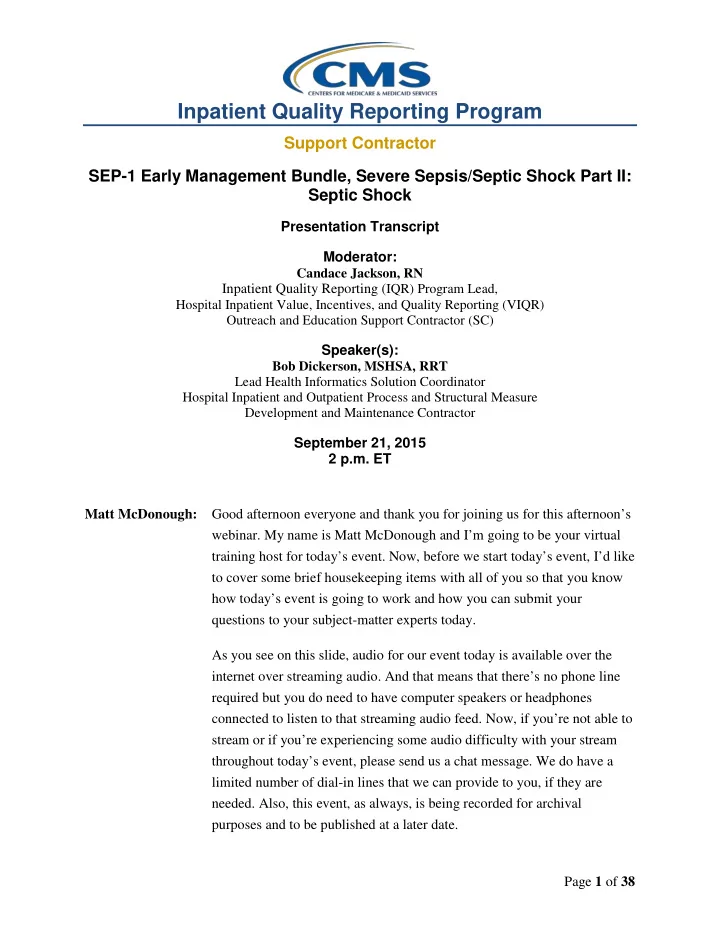 inpatient quality reporting program