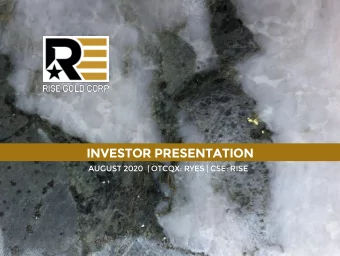 INVESTOR PRESENTATION  AUGUST 2020 | OTCQX: RYES | CSE: RISE  CSE:  RISE  CSE : RISE  OTC: RYES