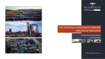 THE VERTICALLY INTEGRATED PRIMARY  VANADIUM PRODUCER  Corporate Presentation  February 2020