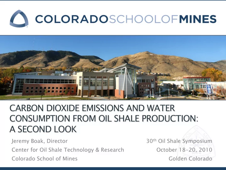 carbon dioxide emissions and water consumption from oil
