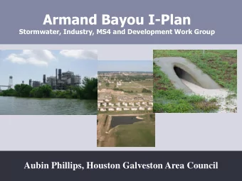 Armand Bayou I-Plan  Stormwater, Industry, MS4 and Development Work Group  Aubin Phillips, Houston