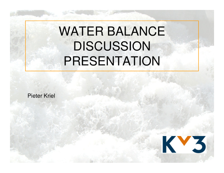 water balance discussion presentation