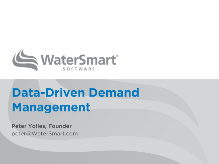 data driven demand management