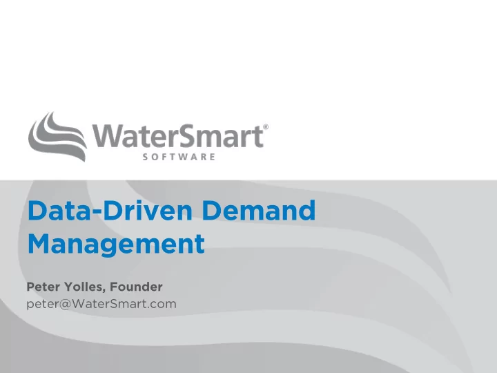 data driven demand management