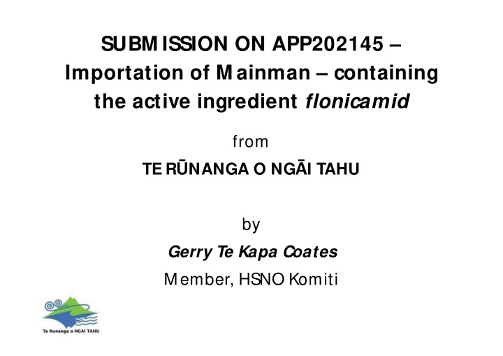 subm ission on app202145 importation of m ainman