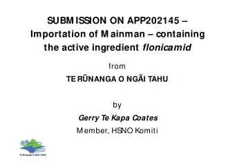 SUBM ISSION ON APP202145   Importation of M ainman  containing the active ingredient