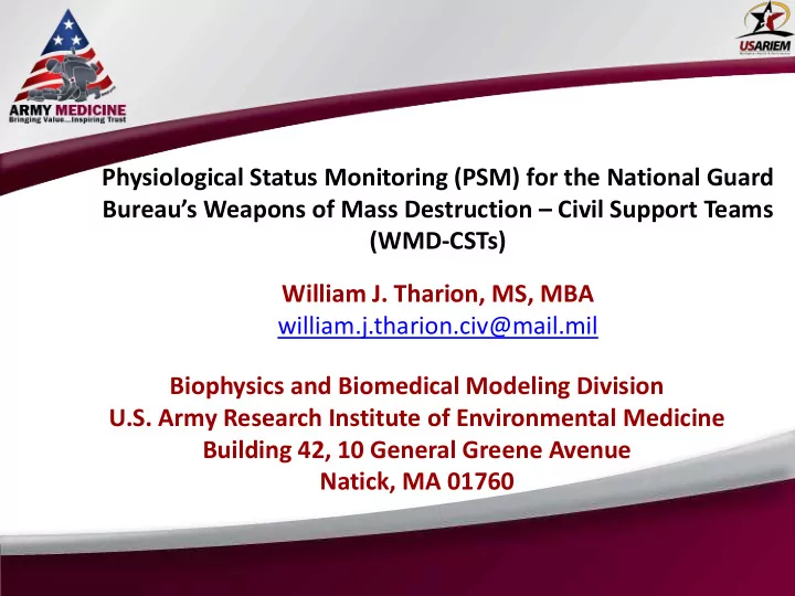 william j tharion ms mba william j tharion civ mail mil
