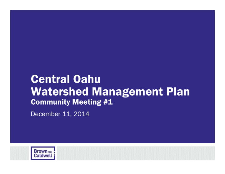 central oahu watershed management plan