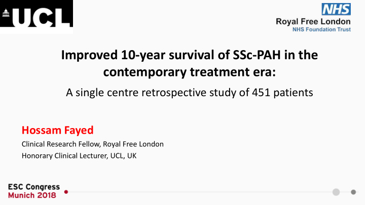 improved 10 year survival of ssc pah in the contemporary