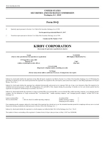 KIRBY CORPORATION  (Exact name of registrant as specified in its charter)  Nevada  74-1884980