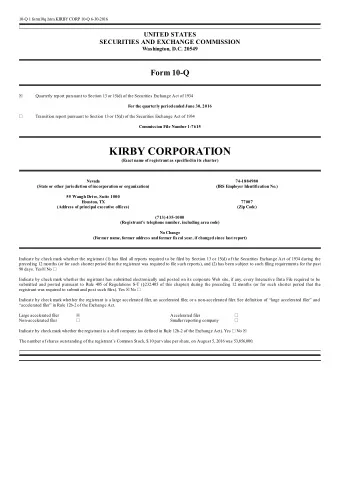 KIRBY CORPORATION  (Exact name of registrant as specified in its charter)  Nevada  74-1884980