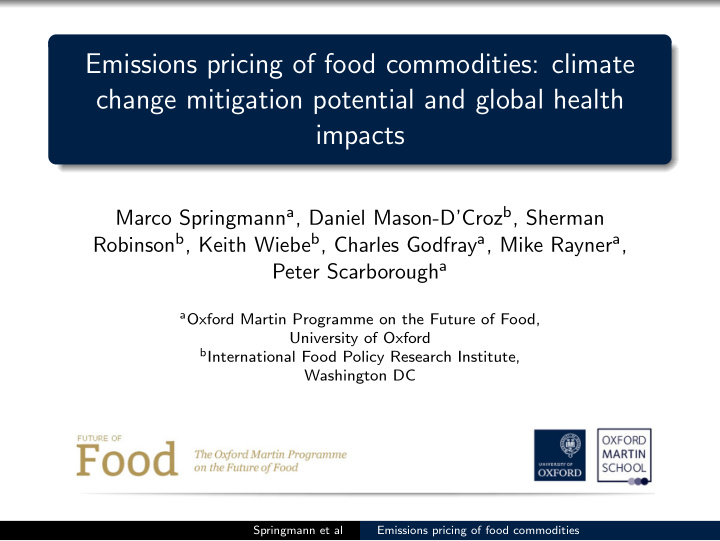 emissions pricing of food commodities climate change