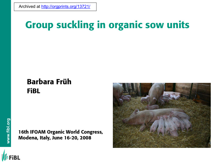 group suckling in organic sow units