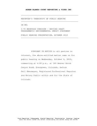 AGREN BLANDO COURT REPORTING &amp; VIDEO INC  __________________________________________________