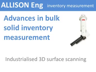 solid inventory  measurement  Industrialised 3D surface scanning ALLISON Eng inventory measurement