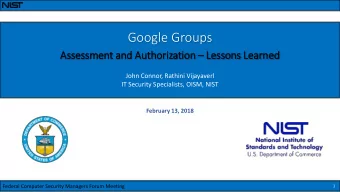 SaaS Email Working Group  John Connor, Rathini Vijayaverl  IT Security Specialists, OISM, NIST