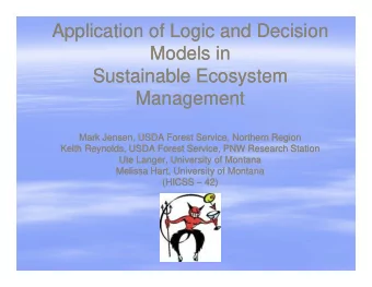 Application of Logic and Decision  Application of Logic and Decision  Models in  Models in