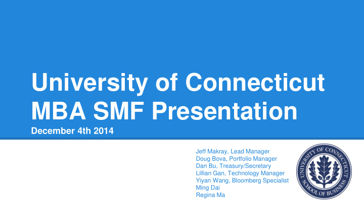 university of connecticut mba smf presentation