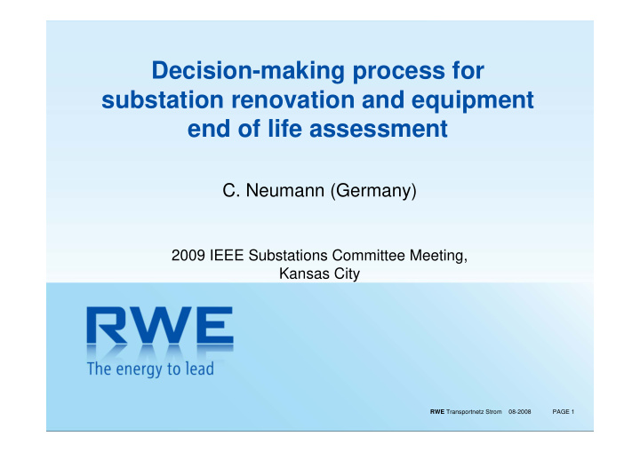 decision making process for substation renovation and