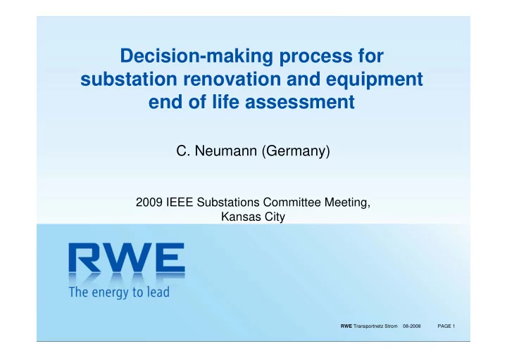 decision making process for substation renovation and