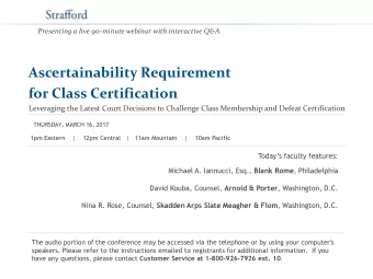 for Class Certification  Leveraging the Latest Court Decisions to Challenge Class Membership and