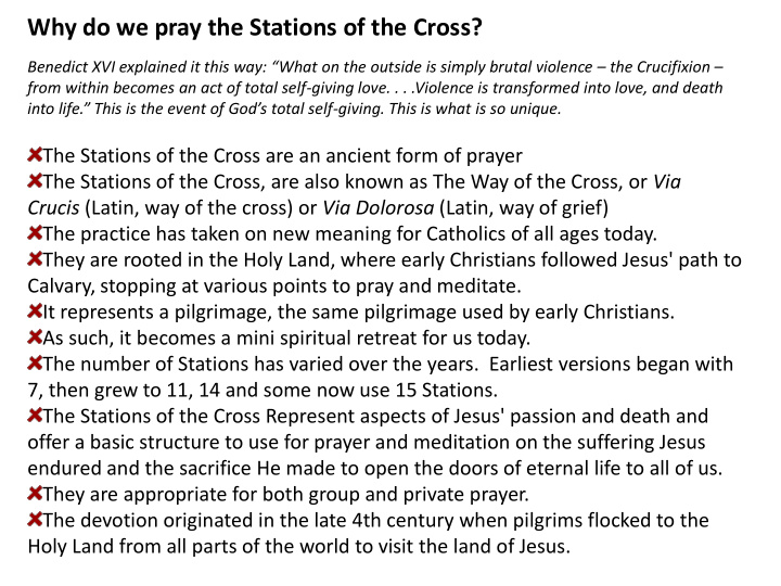 why do we pray the stations of the cross