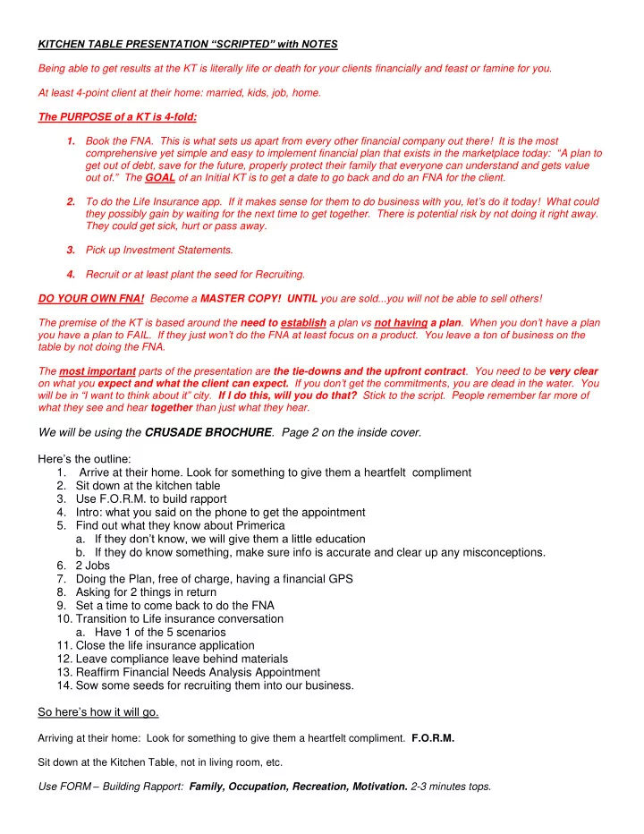 we will be using the crusade brochure page 2 on the