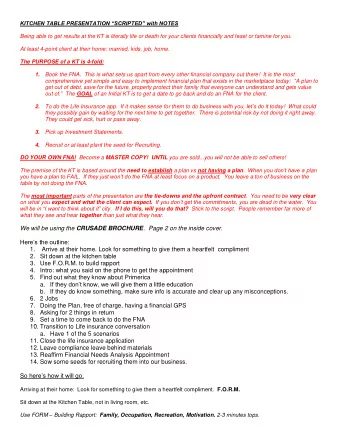 We will be using the CRUSADE BROCHURE .  Page 2 on the inside cover. Heres the outline:  1.