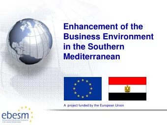 Business Environment  in the Southern Mediterranean  A  project funded by the European Union  RIA :