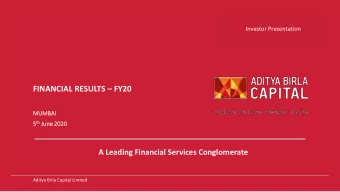 FINANCIAL RESULTS  FY20  MUMBAI th Ju 5 th  June 2020  2020  A Leading Financial Services